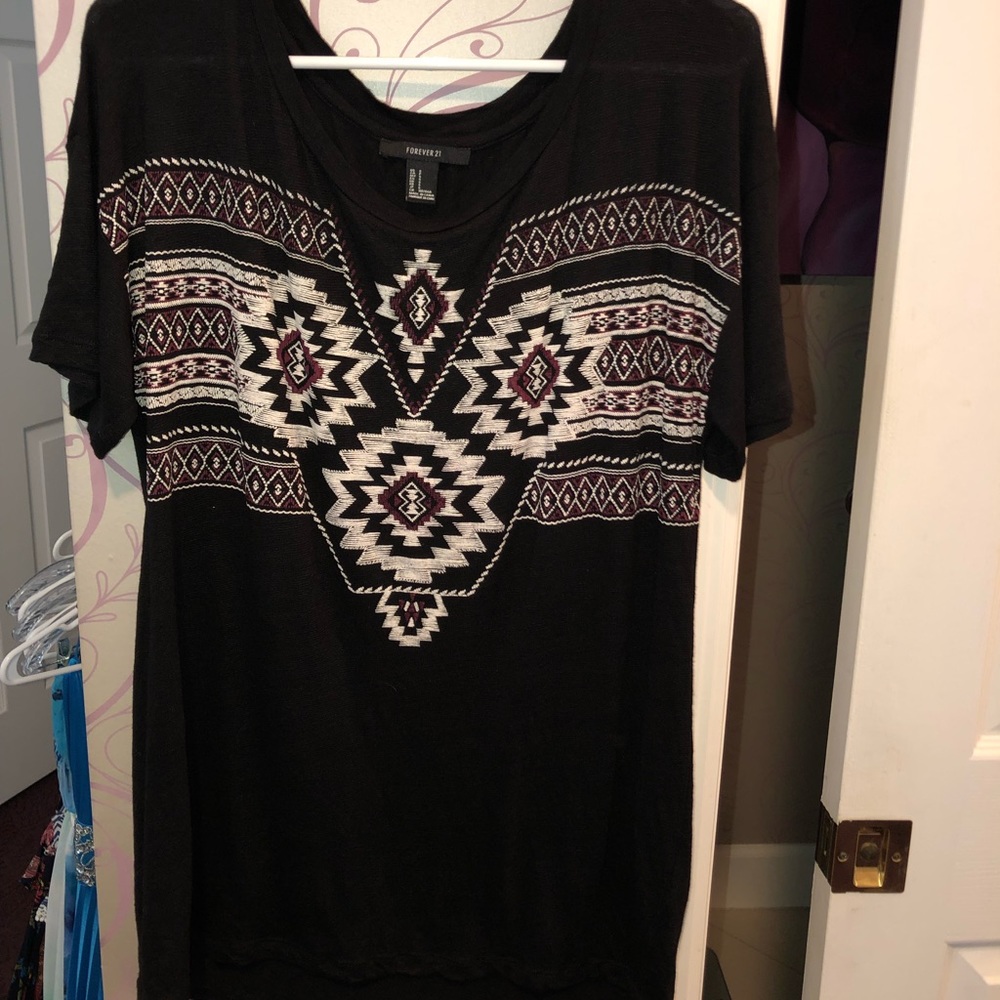 Black tee with embroidery